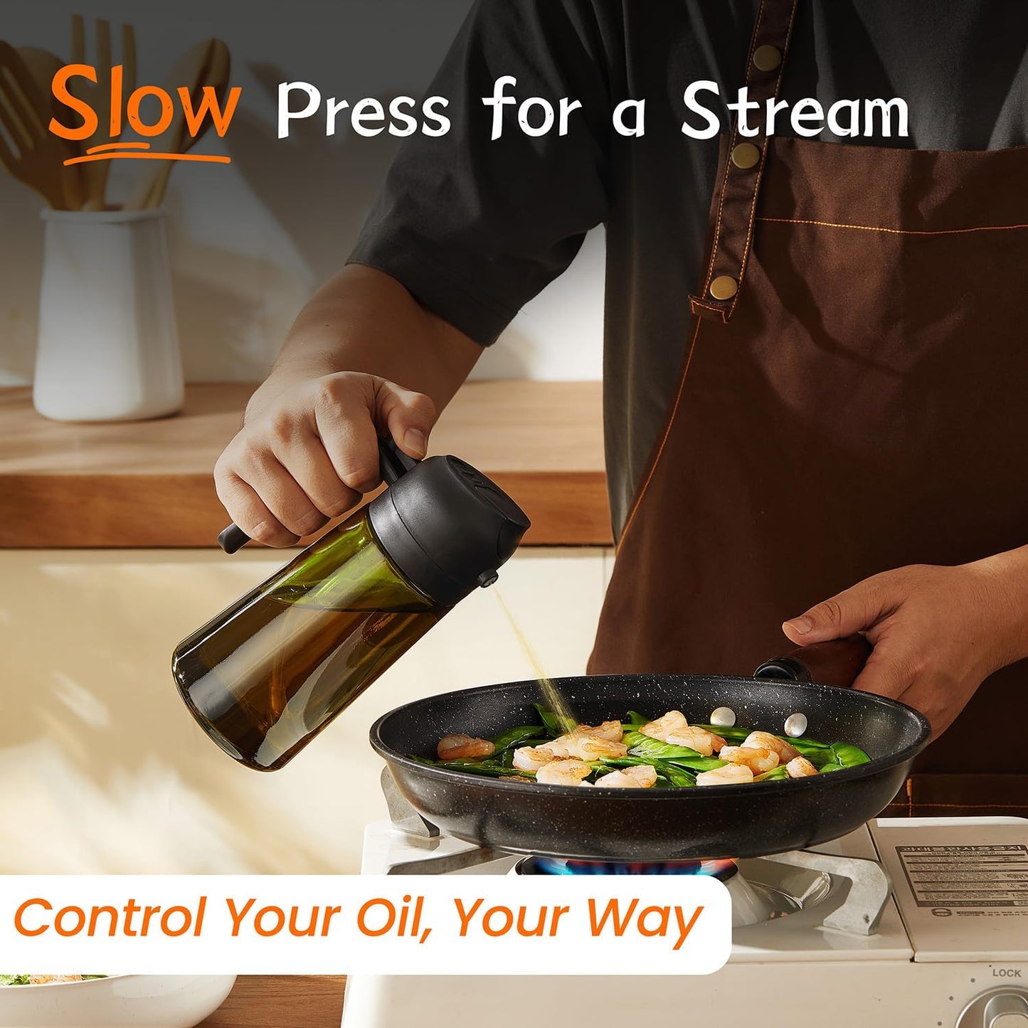 TrendPlain - Original 16oz/470ml Olive Oil Dispenser Bottle for Kitchen Gadgets and Air Fryer