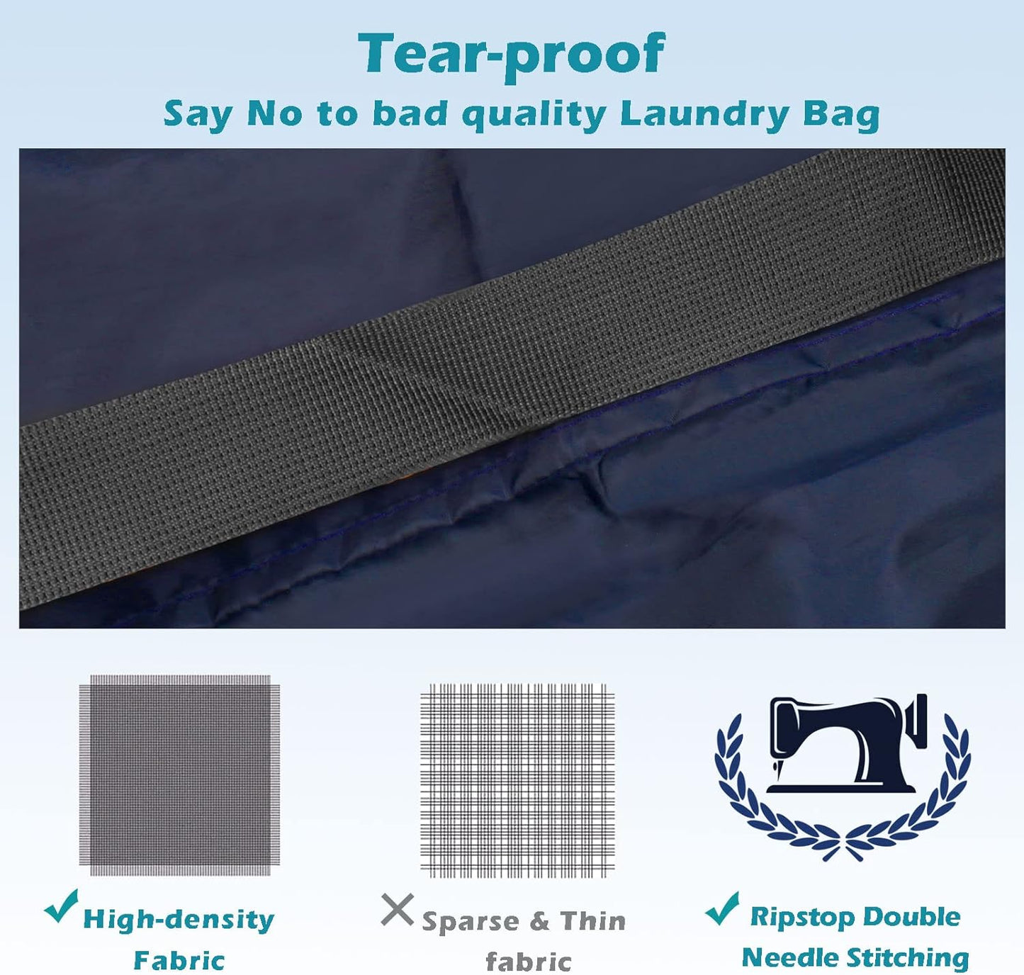 Heavy Duty Laundry Bag 2 Pack XL Nylon Laundry Bags with Straps, Washable Large Dirty Clothes