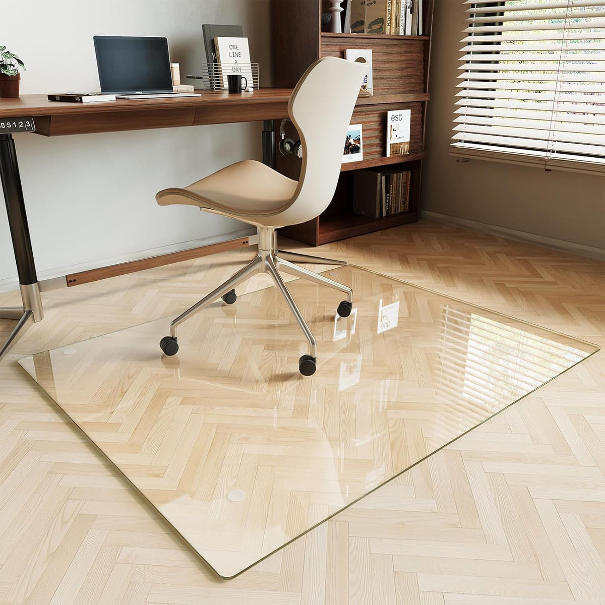Koonmi Tempered Glass Chair Mat for Hardwood Floors & Carpets, 36" x 46“ Transparent Heavy Duty