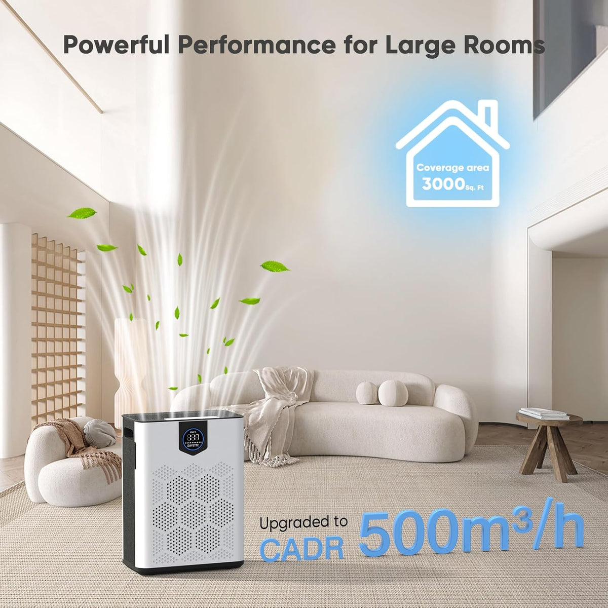 DAYETTE Air Purifiers for Home Large Room Up to 3000 Ft² with 2xH14 HEPA Filters, Air Purifiers for