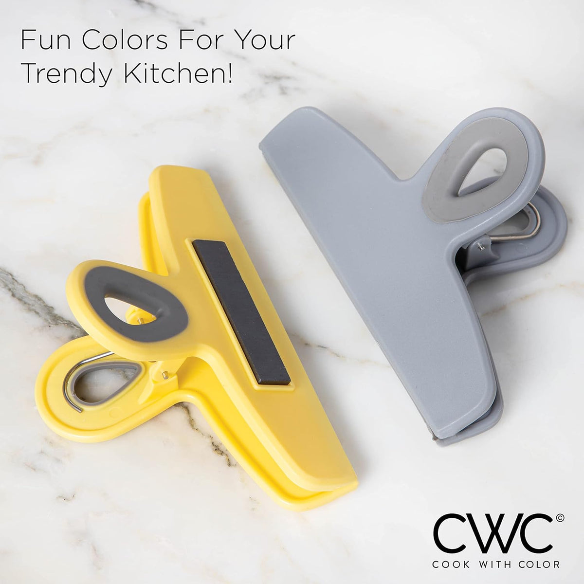 COOK WITH COLOR Bag Clips - Heavy Duty Chip Clip and Refrigerator Magnet Clips for Food Storage