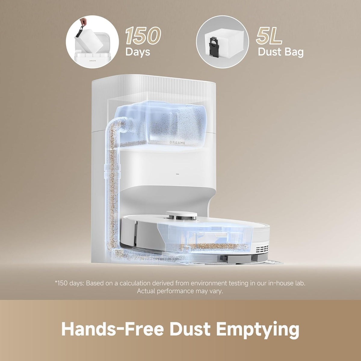 dreame D20 Plus Robot Vacuum and Mop, 13,000Pa Suction, Self-Emptying with 5L Dust Bag, DuoBrush