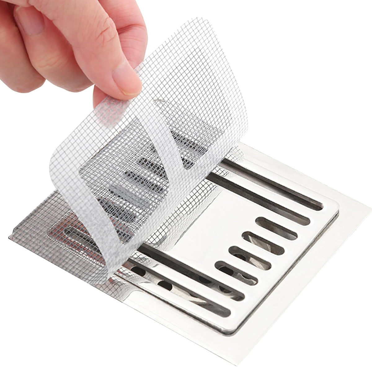 30pcs Disposable Shower Drain Hair Catcher Screen Sticker 4" X 4" Square Floor Drain Strainer Mesh