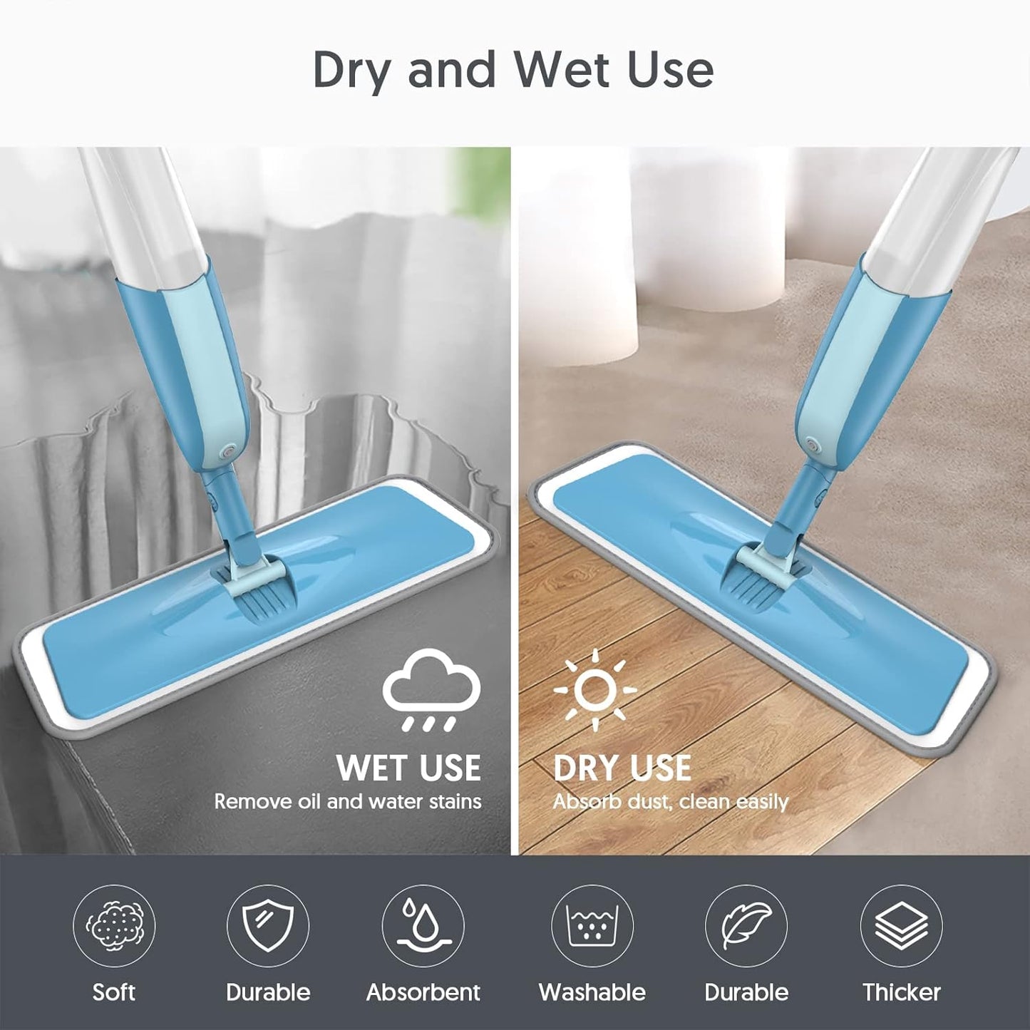 7 Count Reusable Mop Pads for Swiffer PowerMop -MEXERRIS Microfiber Wet Mops Refills PowerMop Pads