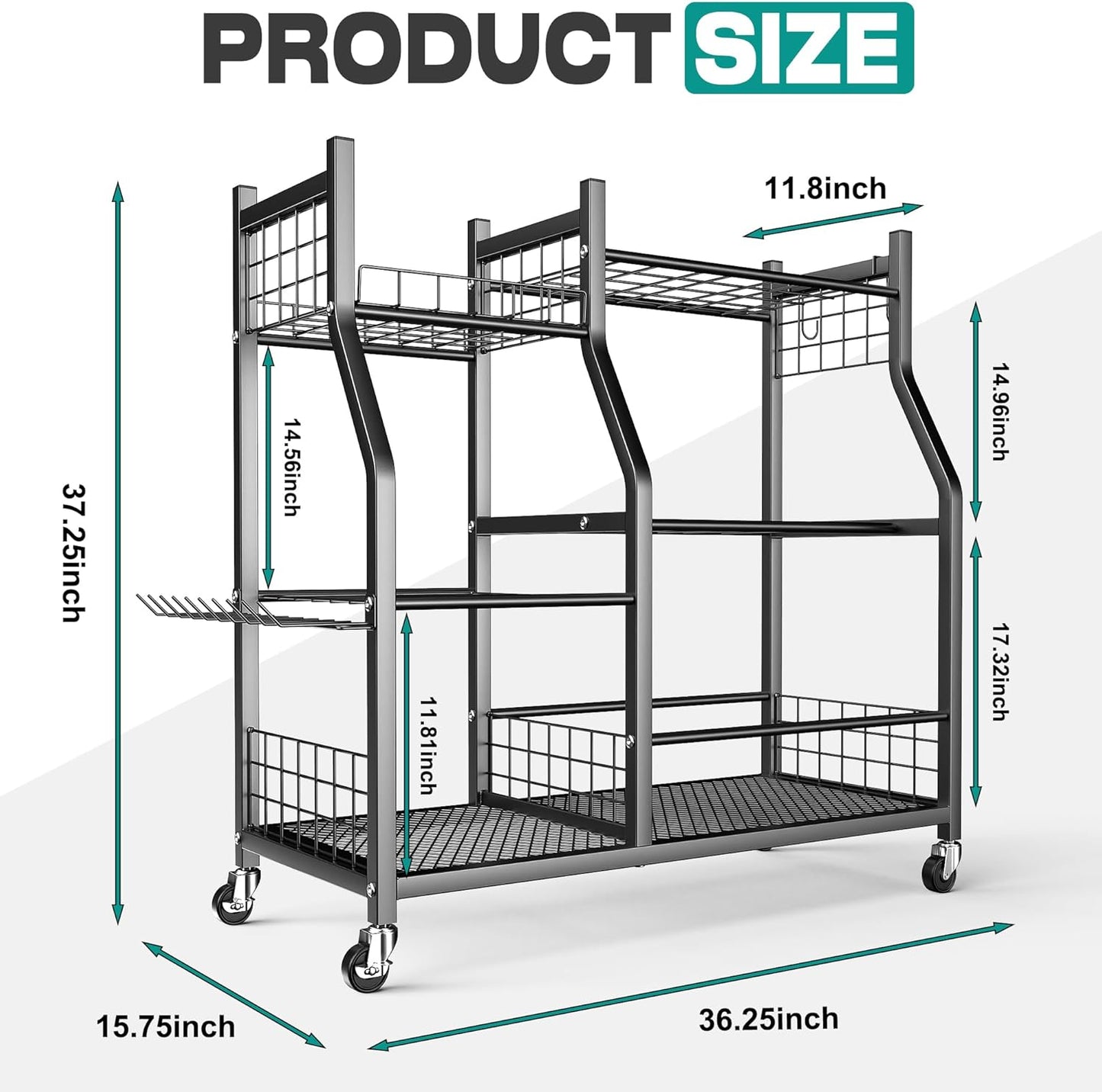EVERHANGER Garden Tool Organizer Stand, Garage Tool Storage Organization, Yard Tool Racks with