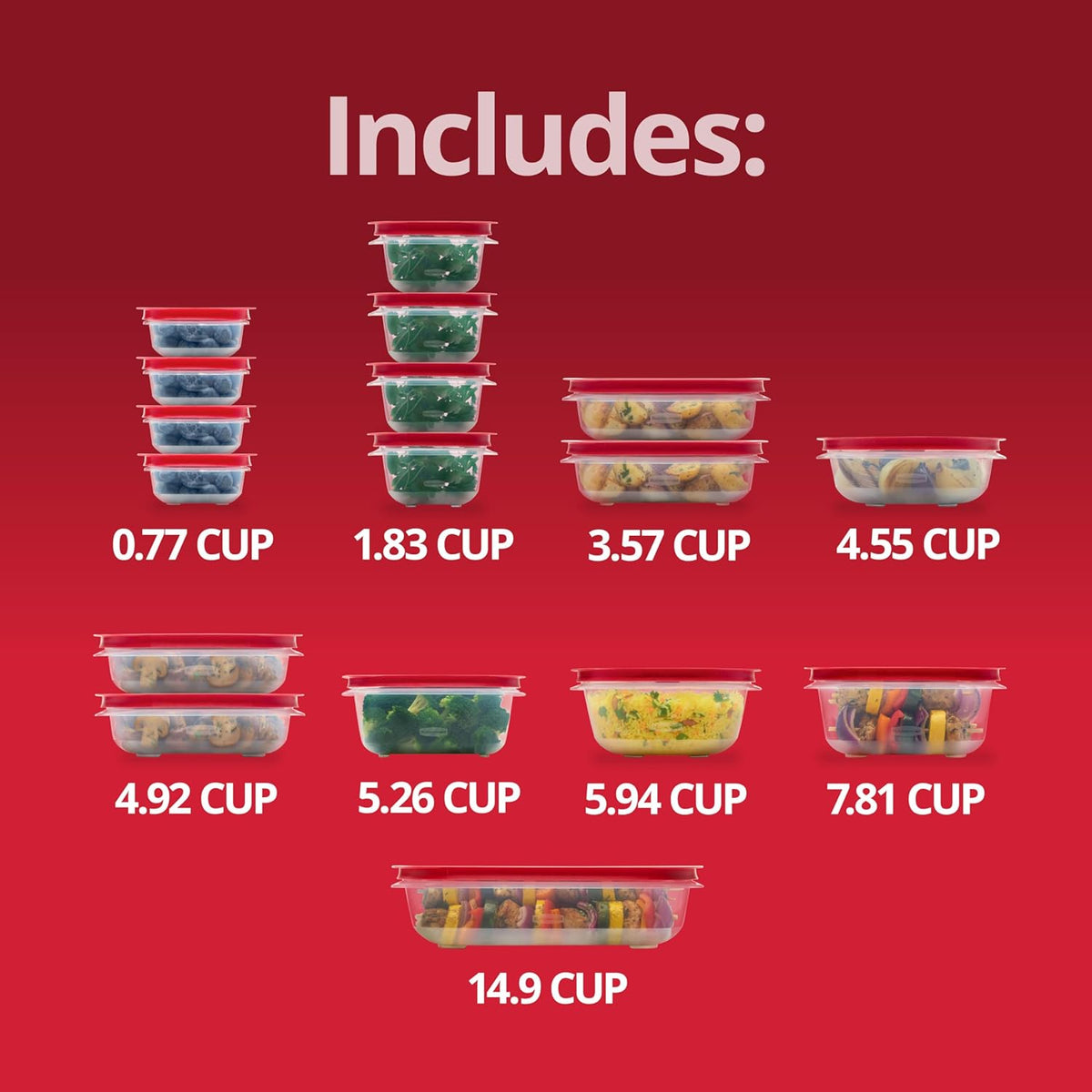 Rubbermaid EasyStore Rectangle, Square, and Round Containers, 34-Piece Set, Food Storage
