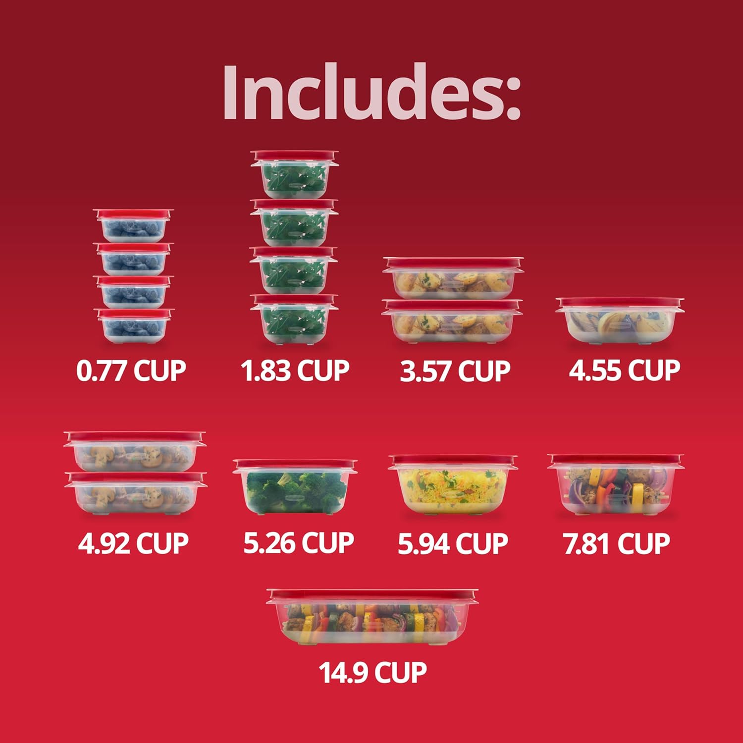 Rubbermaid EasyStore Rectangle, Square, and Round Containers, 34-Piece Set, Food Storage