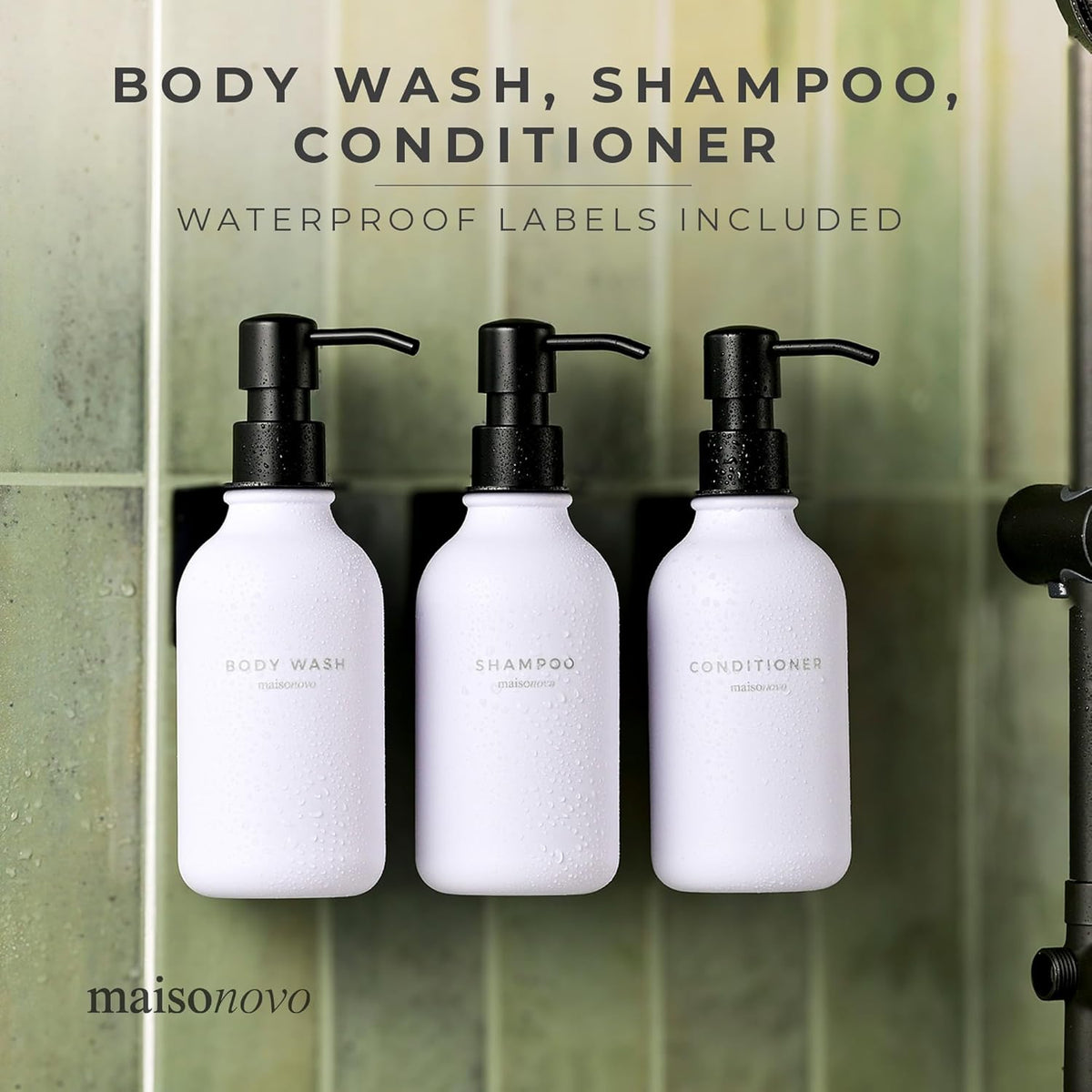 MaisoNovo Shampoo and Conditioner Dispenser - Shower Soap Dispenser Wall Mounted - 16.9 fl oz Set