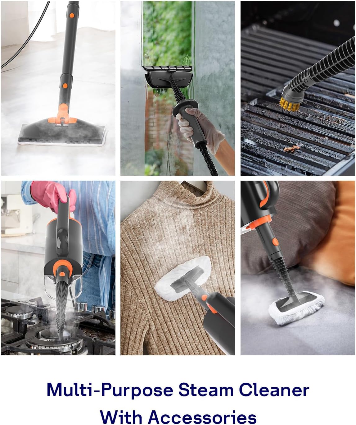 Steam Mop Cleaner with Detachable Handheld Steamer, 20 in 1 Wired Steam Cleaner with Multiple