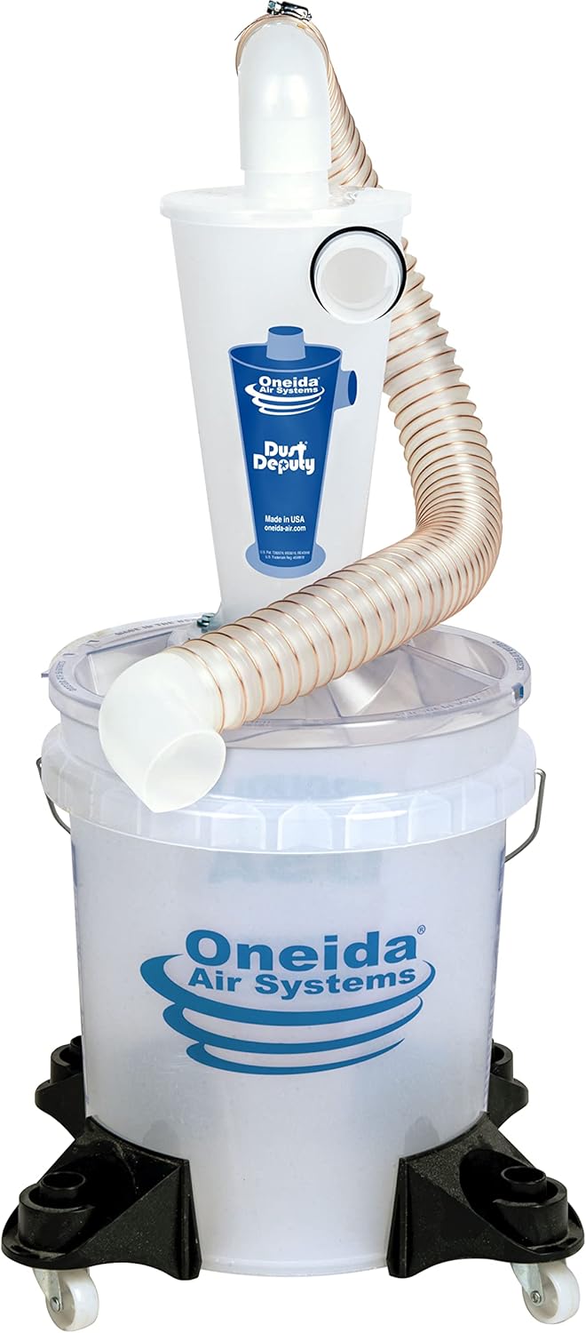 Oneida Air Systems Dust Collector & Cyclone Separator Kit w/ Clear Bucket, DD Deluxe 5-Gal
