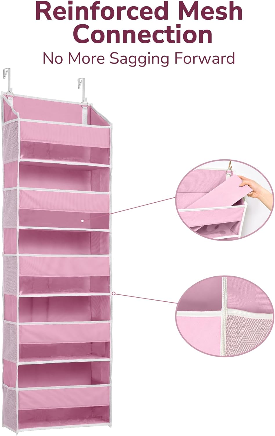 ULG 1 Pack Over Door Organizer with 5 Large Pockets 10 Mesh Side Pockets, 44 lbs Weight Capacity