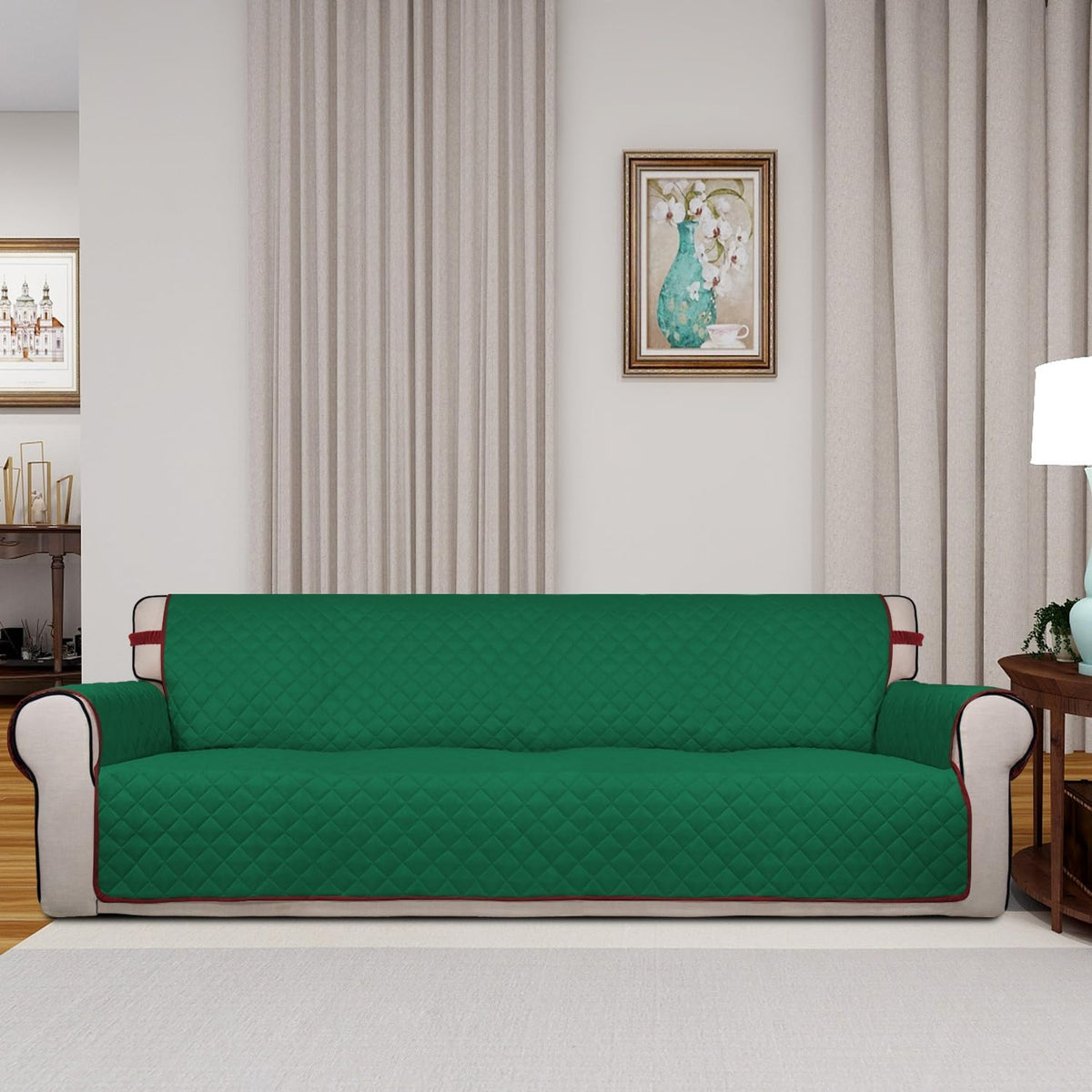 PureFit Reversible Quilted Sofa Cover, Water Resistant Slipcover Furniture Protector, Washable