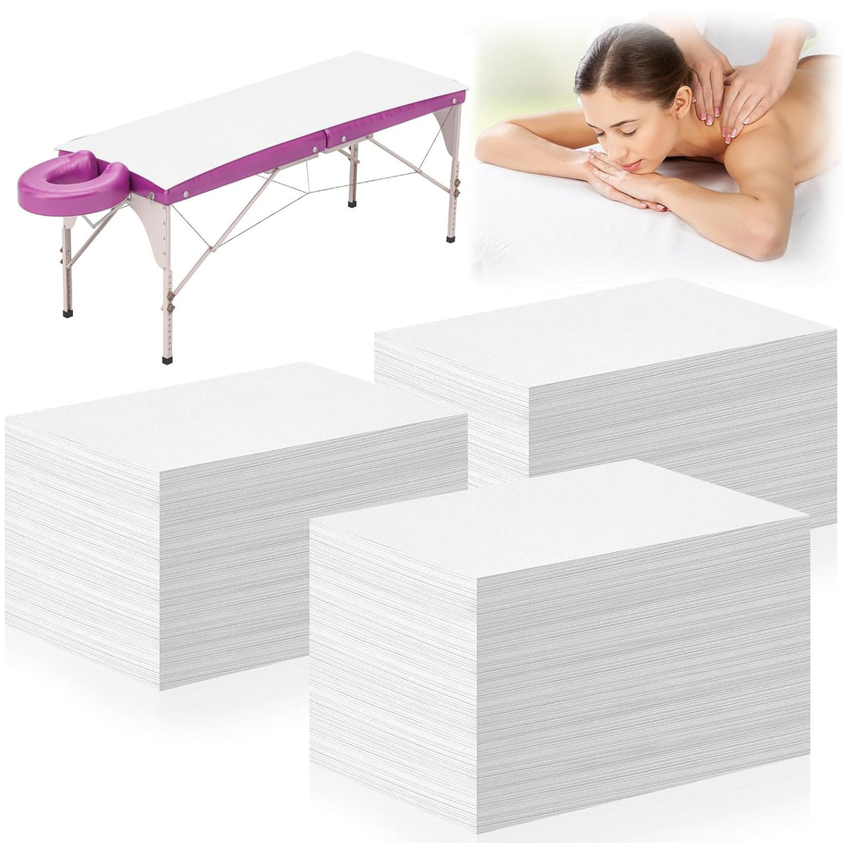 Tegeme 150 Pieces Disposable Massage Table Sheets 31" x 70" Waterproof Bed Sheets Non Woven Bed