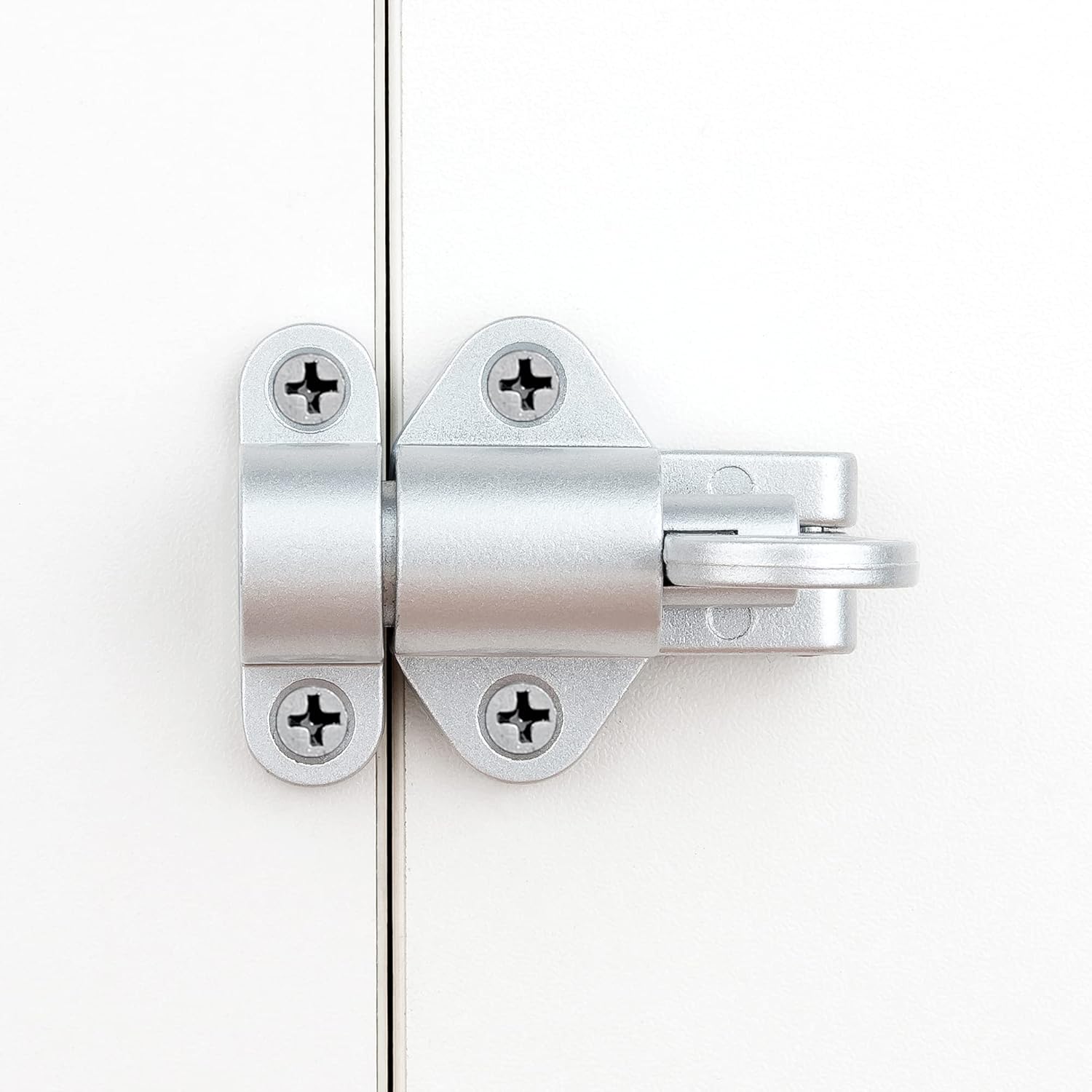 2 Packs Self-Closing Latches，Silver Gray Spring Door Lock，Resilient Bolt Latch Aluminum Alloy
