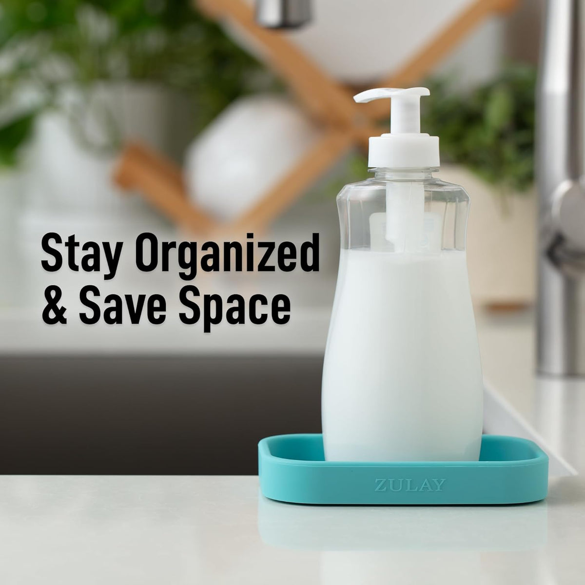 Zulay Kitchen Small Silicone Sponge Holder (4.9x3.3”) – Space-Saving Sink Organizer Tray for