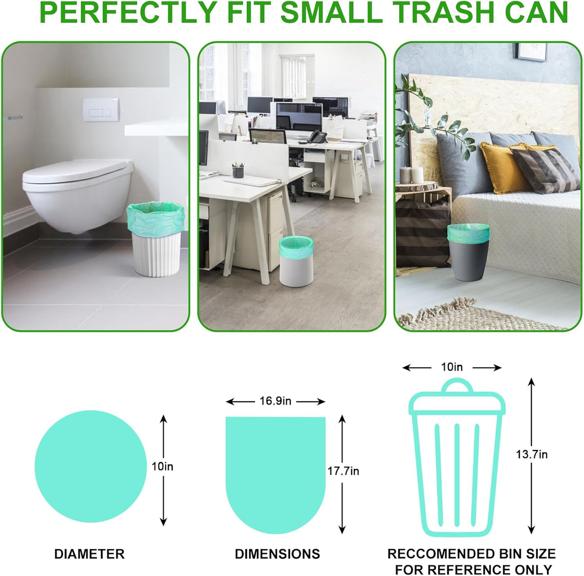 Small Biodegradable Trash Bags 1.2 Gallon - Mini Compostable Garbage Bag Unscented Strong Thicken