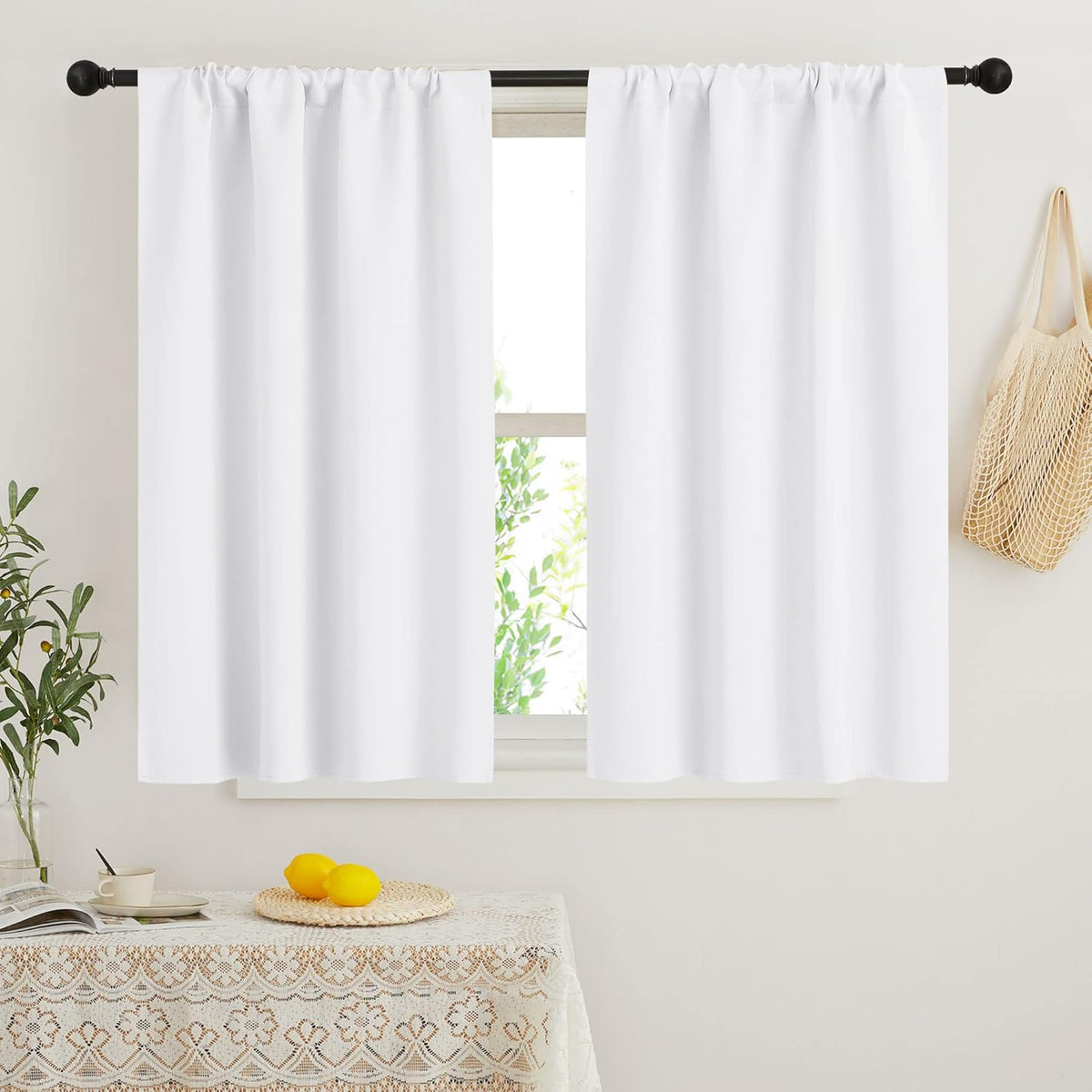 RYB HOME Short Curtains 45 inch 2 Panels Set, Room Darkening Small Window Drapes Thermal Insulated