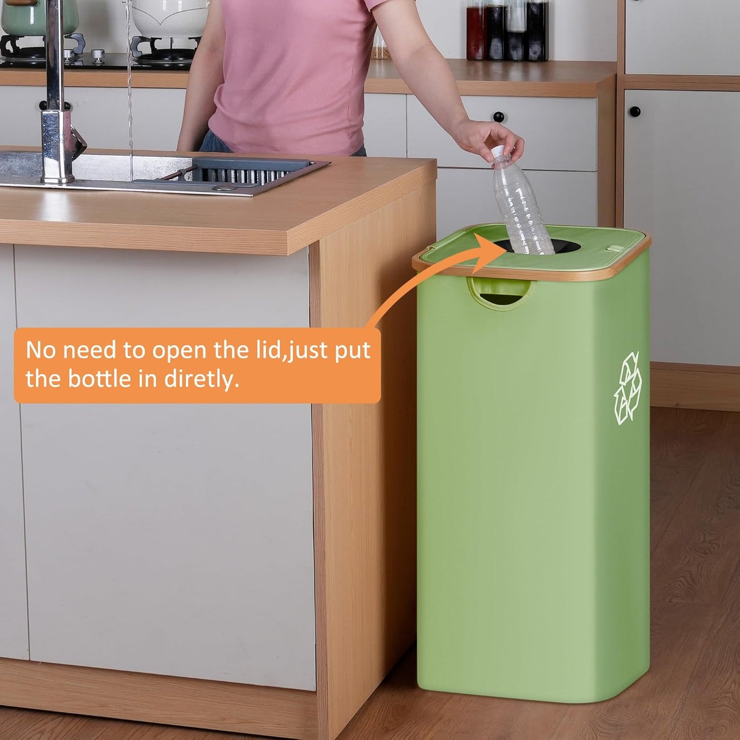 29 Gallons Recycling Bins for Kitchen, Indoor Recycle Bins with Lid, 110L Large Recycle bin with 2