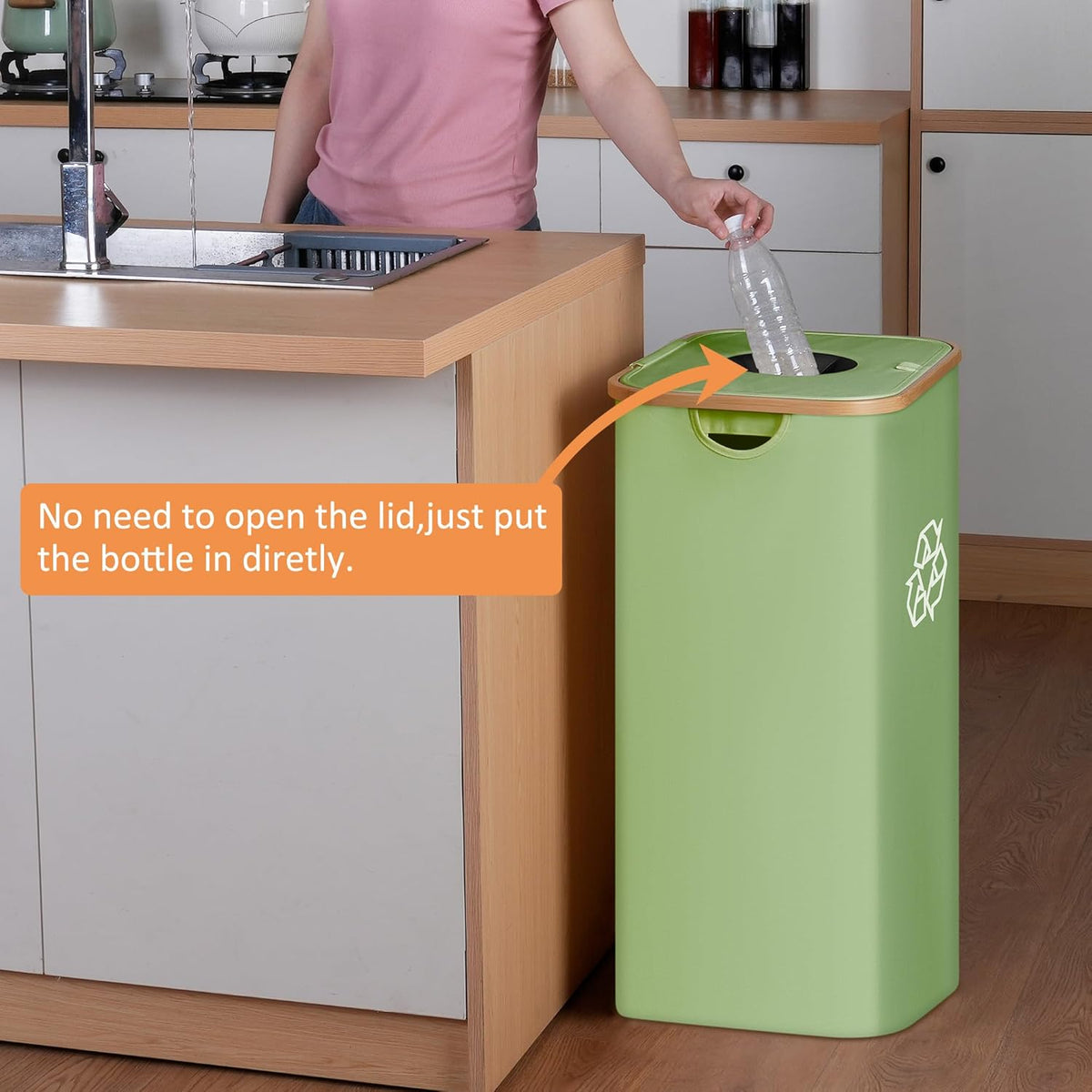 29 Gallons Recycling Bins for Kitchen, Indoor Recycle Bins with Lid, 110L Large Recycle bin with 2
