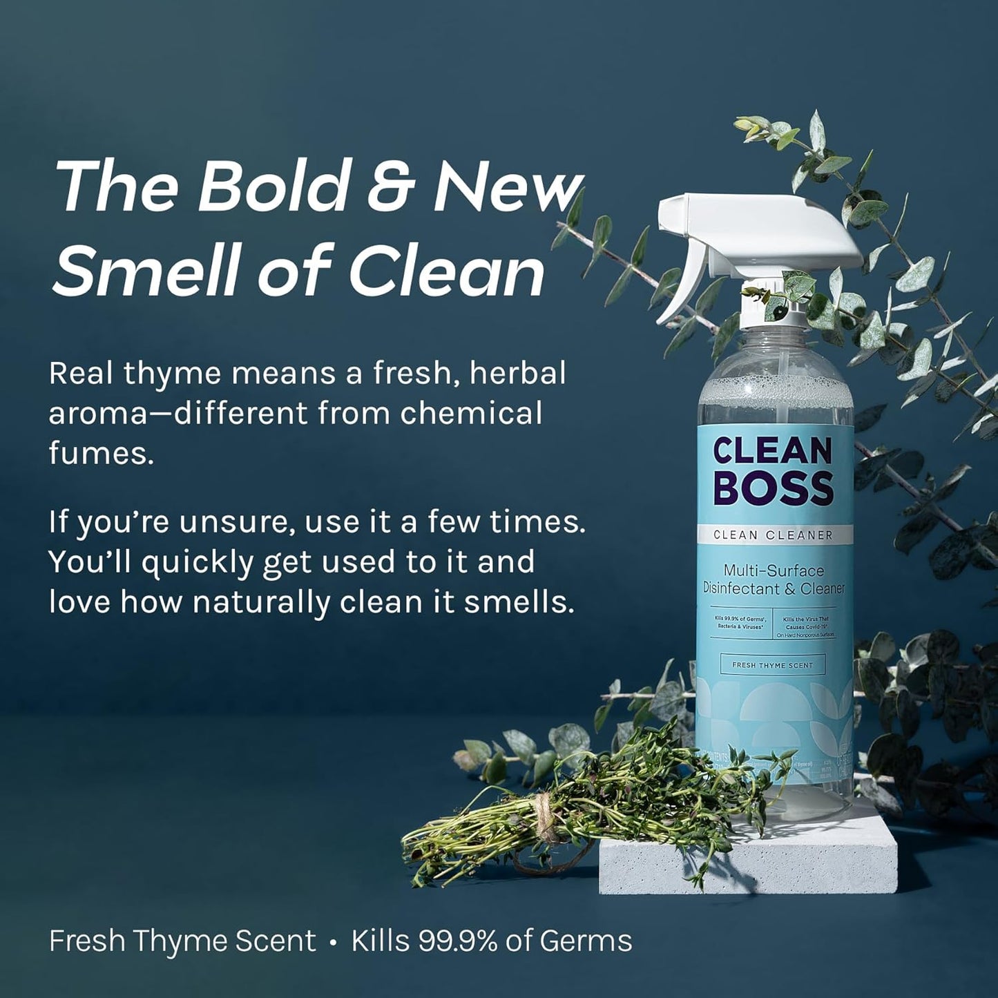 CleanBoss Botanical Disinfectant - 24 oz (Pack of 2) - Multi-Surface Cleaner - Kills 99.9% of Germs