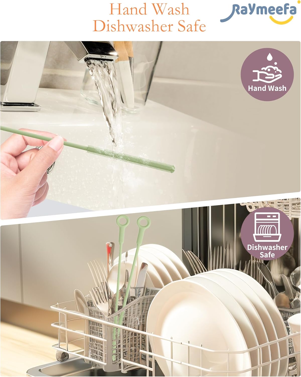 Extra Long Straw Cleaner Brush,Reusable and Soft Silicone Straw Cleaning Brush to Clean