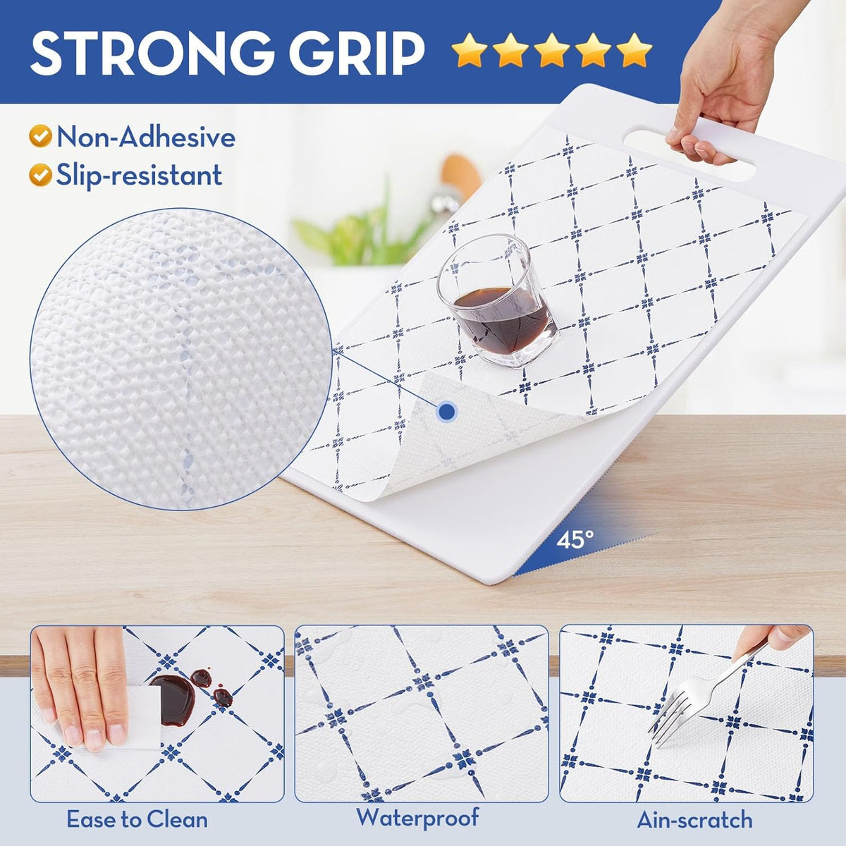 Drawer Shelf Liner for Cabinet,Slip Resistant Non Adhesive Liner for Kitchen, BPA Free Shelf Liners