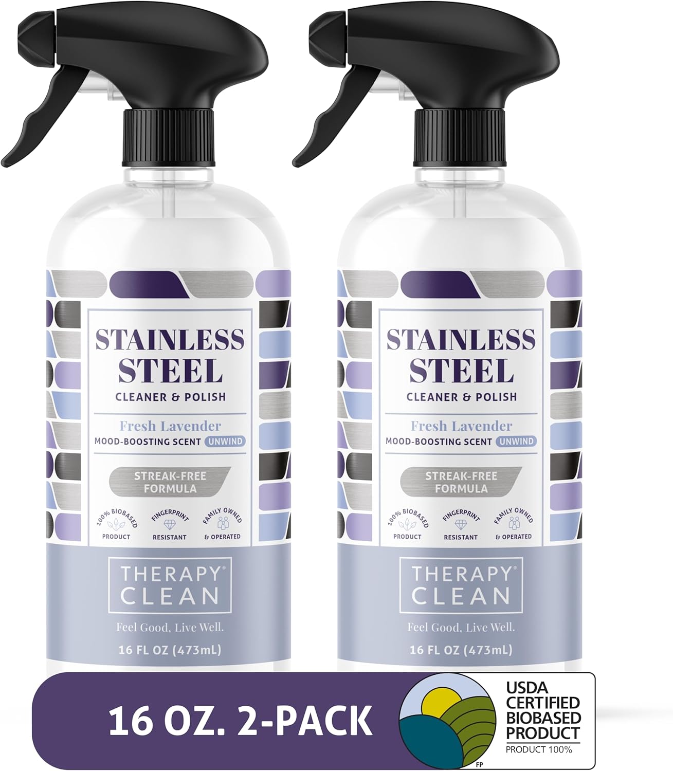 Therapy Stainless Steel Cleaner and Polish 100% USDA Biobased, Fingerprint and Residue Remover