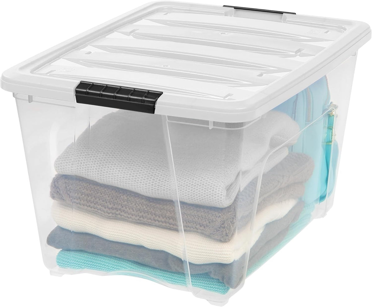 IRIS USA 6-Pack 54 Quart Stackable Storage Bins with Lids [Made in USA] - Everyday Organizer