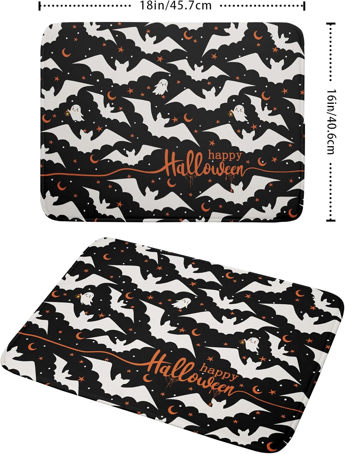 Halloween Black Bats Dish Drying Mat 16x18 Inch Happy Halloween Spooky Bat Microfiber Drying Mat