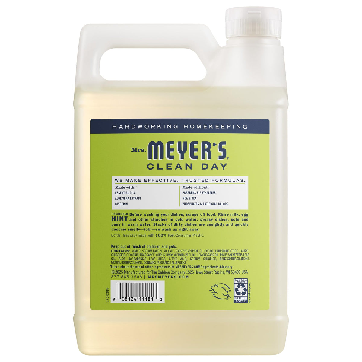 Mrs. Meyer's Clean Day, Liquid Dish Soap Refill, Lemon Verbena, 48 Fl Oz
