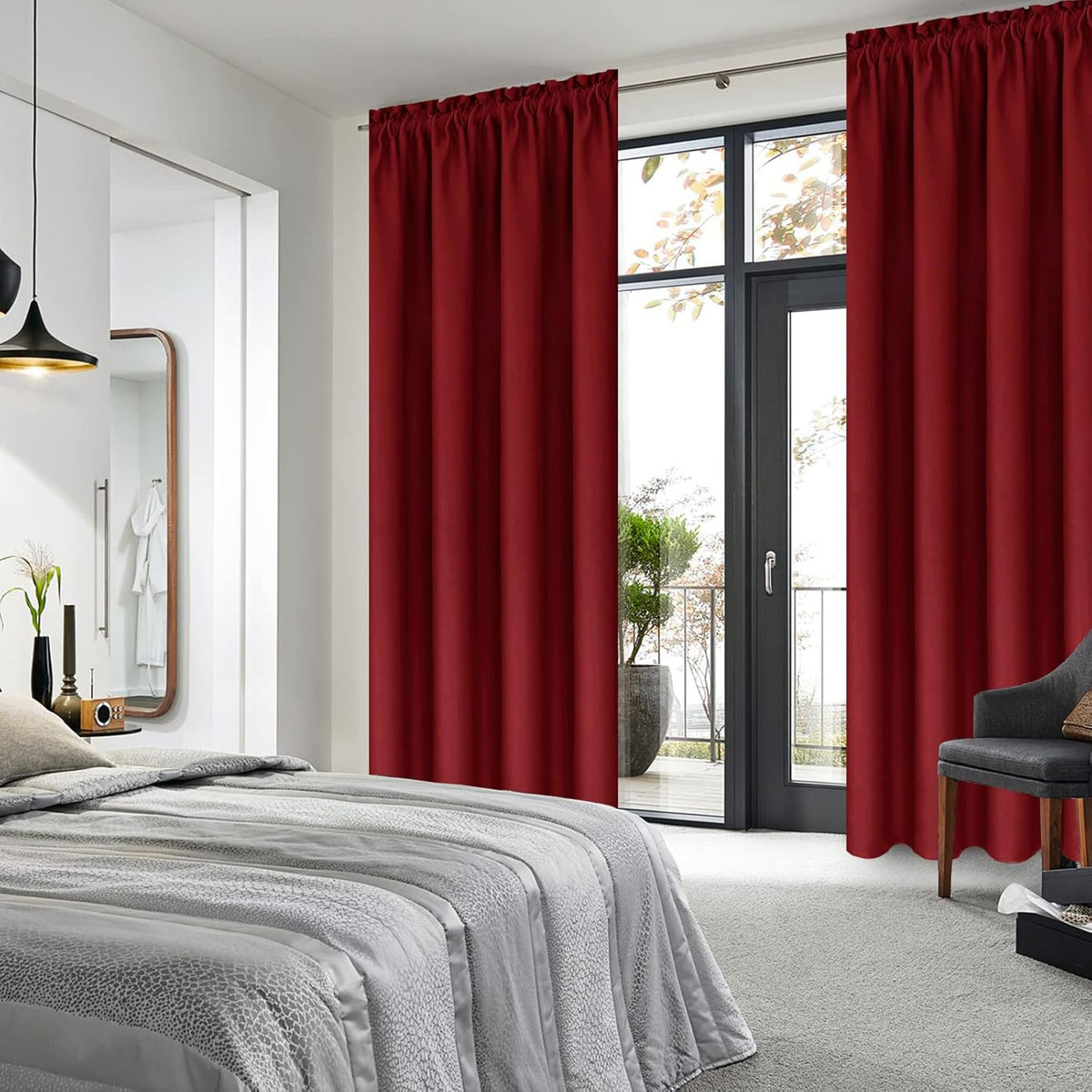 DWCN Christmas Blackout Curtains Room Darkening Thermal Insulated Bedroom Curtains Window Curtain