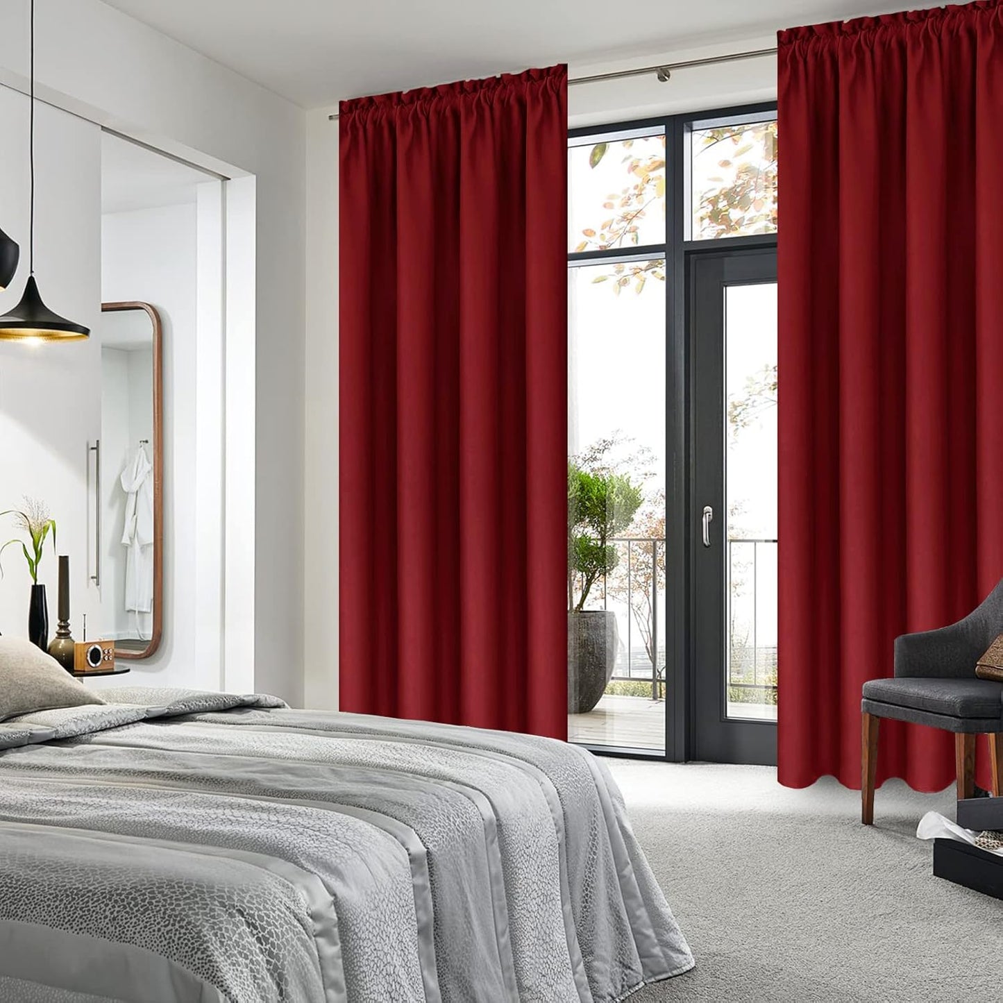 DWCN Christmas Blackout Curtains Room Darkening Thermal Insulated Bedroom Curtains Window Curtain