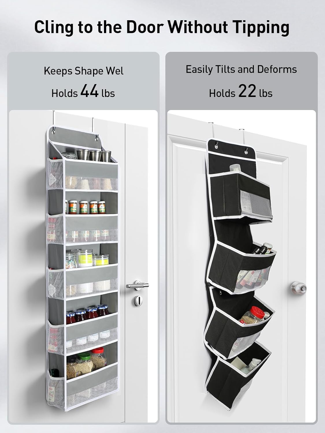 Yecaye 1 Pc Over the Door Organizer with 5 Bins 10 Side Pockets, 44lbs Load Hanging Bathroom and