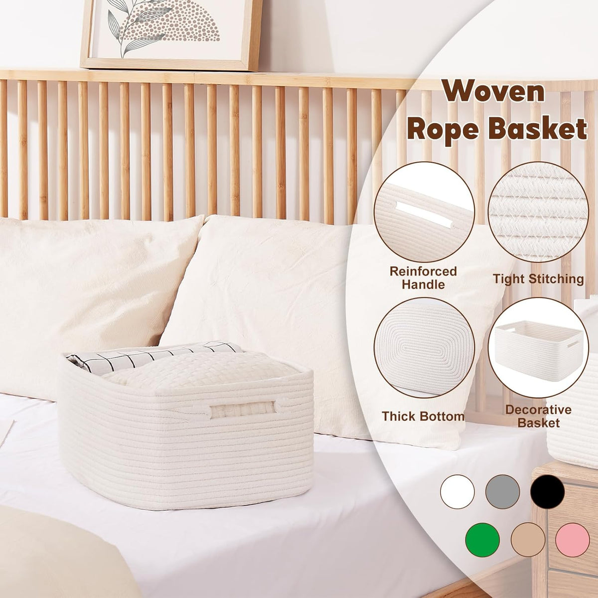 OIAHOMY Storage Basket for Shelves, Closet Cube Storage Bins Baskets for Clothes Blanket Towels