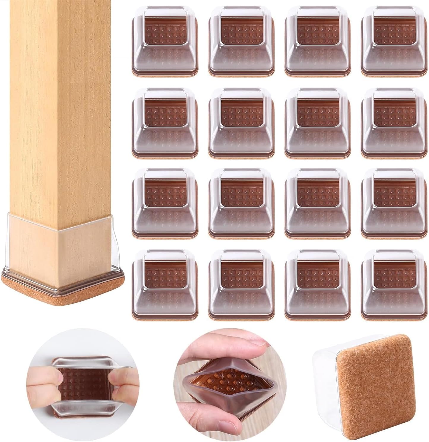 Ezprotekt Chair Leg Floor Protectors for Hardwood Floors, Felt Furniture Pads, Silicone Felt