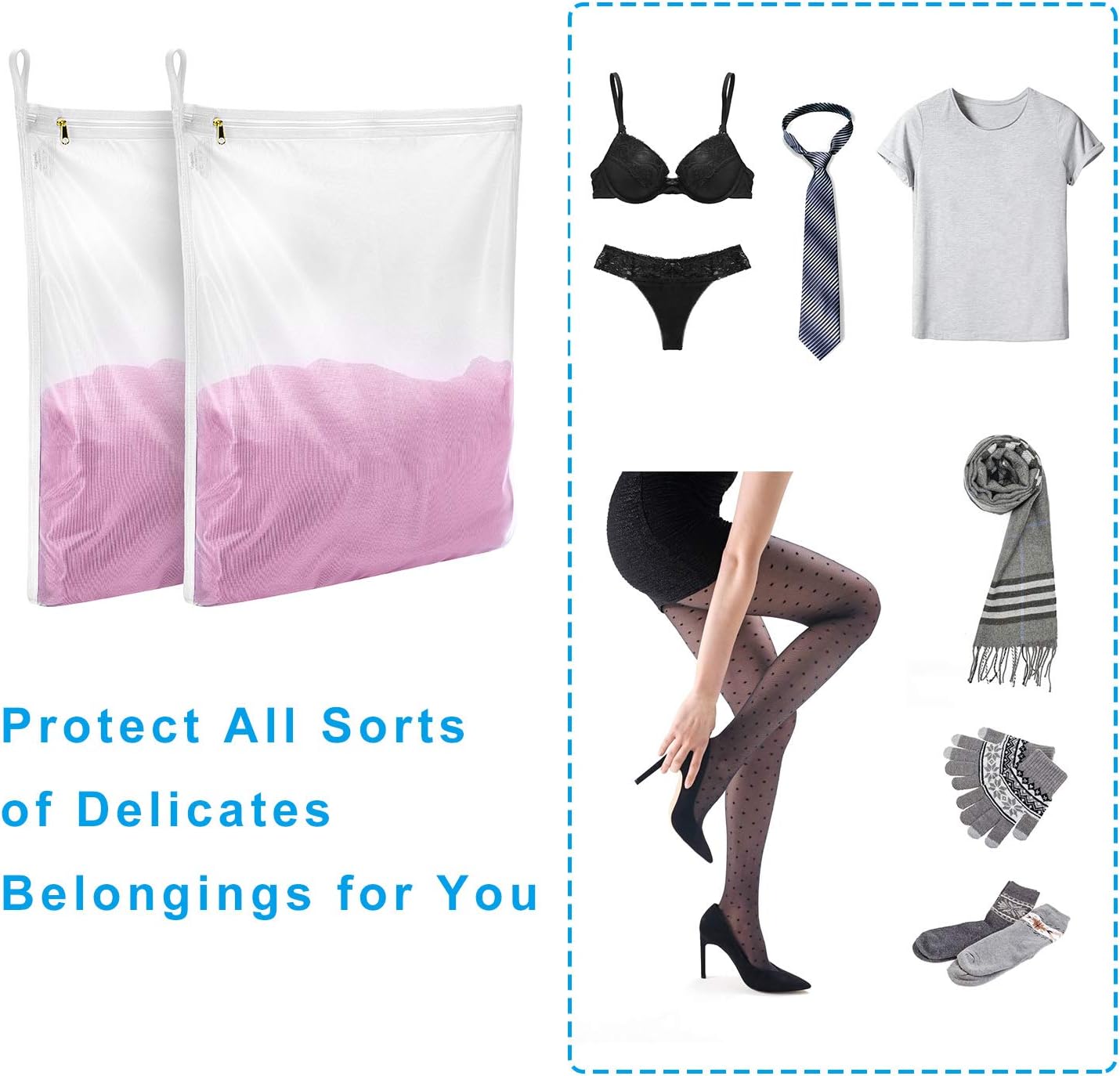 GOGOODA Delicates Laundry Bags, Fine Mesh Wash Bag for Lingerie, Underwear, Bra, Silk, Socks with