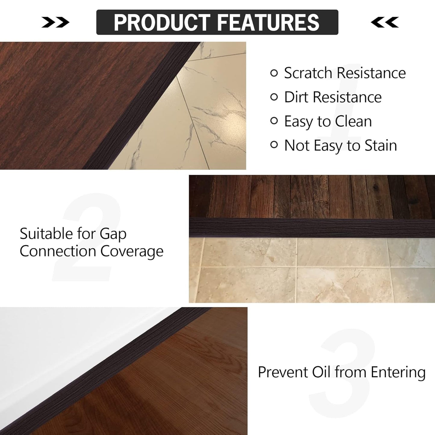 16.4Ft Floor Transition Strip Self Adhesive Vinyl Cover Floor Strip Flat Divider Transition Strip
