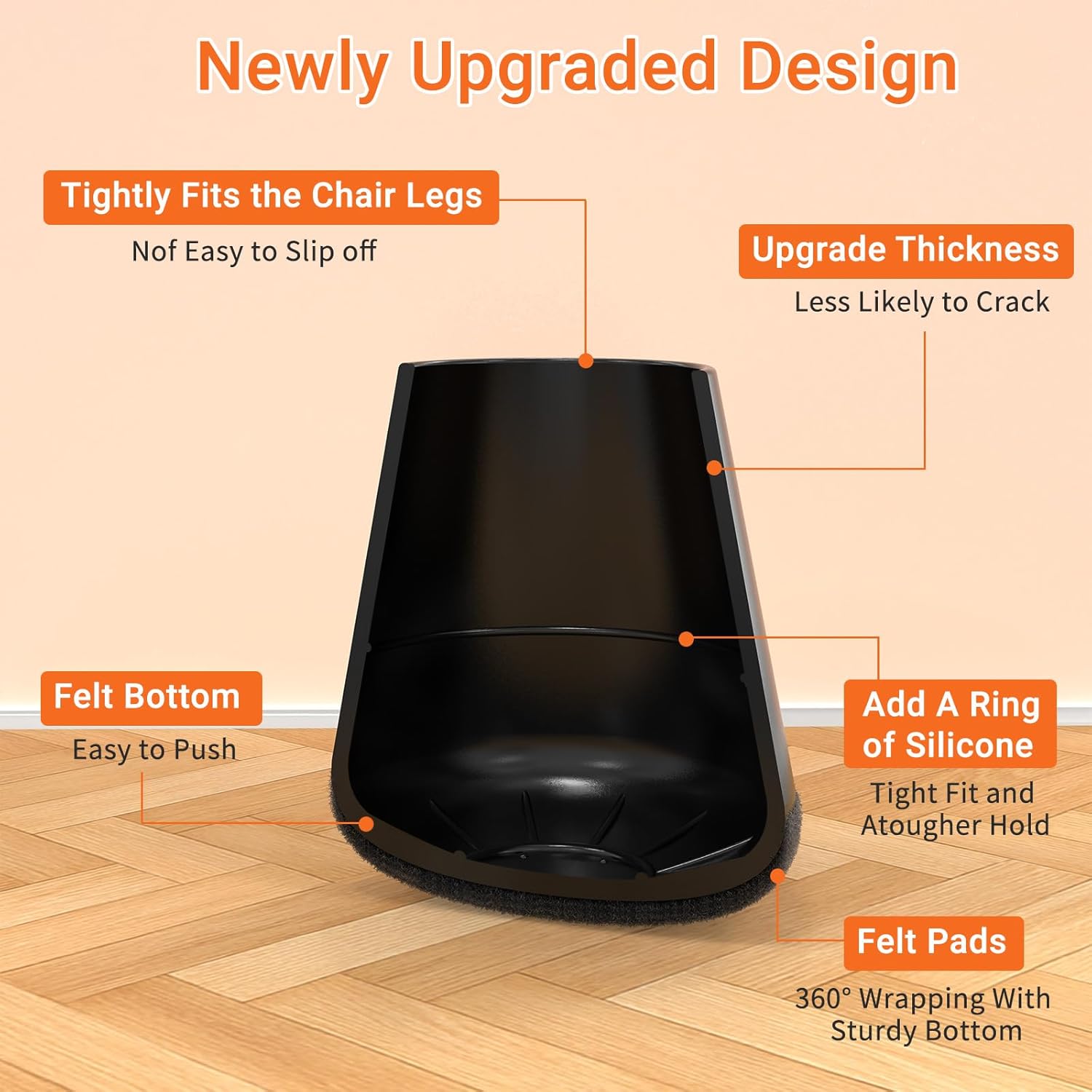 Chair Leg Floor Protectors Small 24Pcs,Silicone Chair Leg Protectors for Hardwood