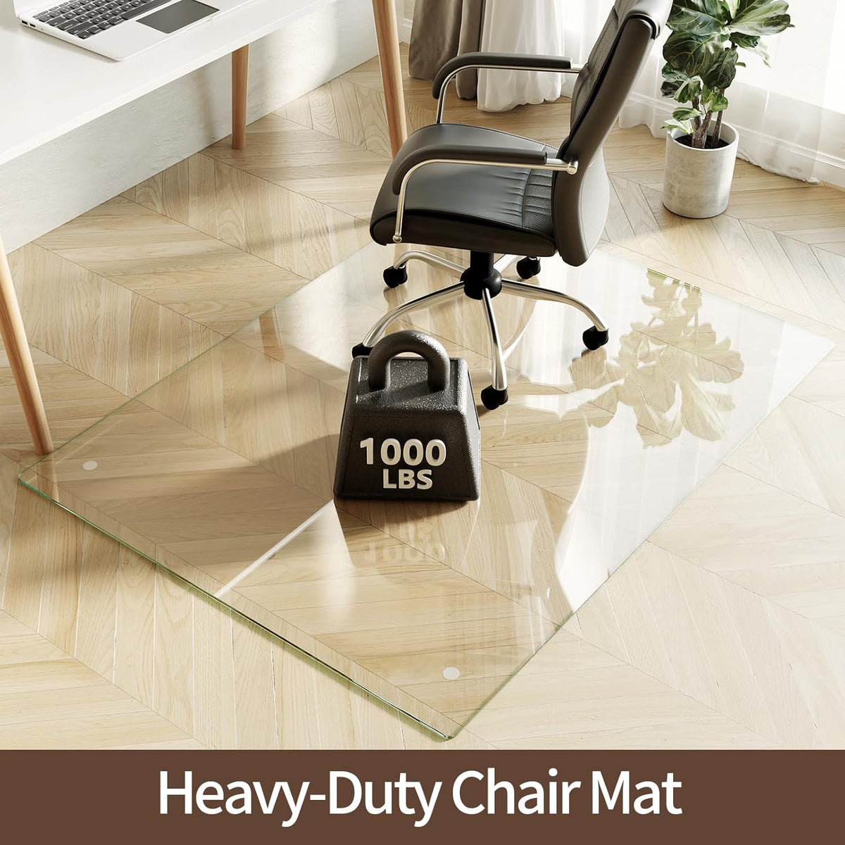 Koonmi Tempered Glass Chair Mat 44"x58" - Premium Office Chair Mat for Hardwood Floors & Low-Pile