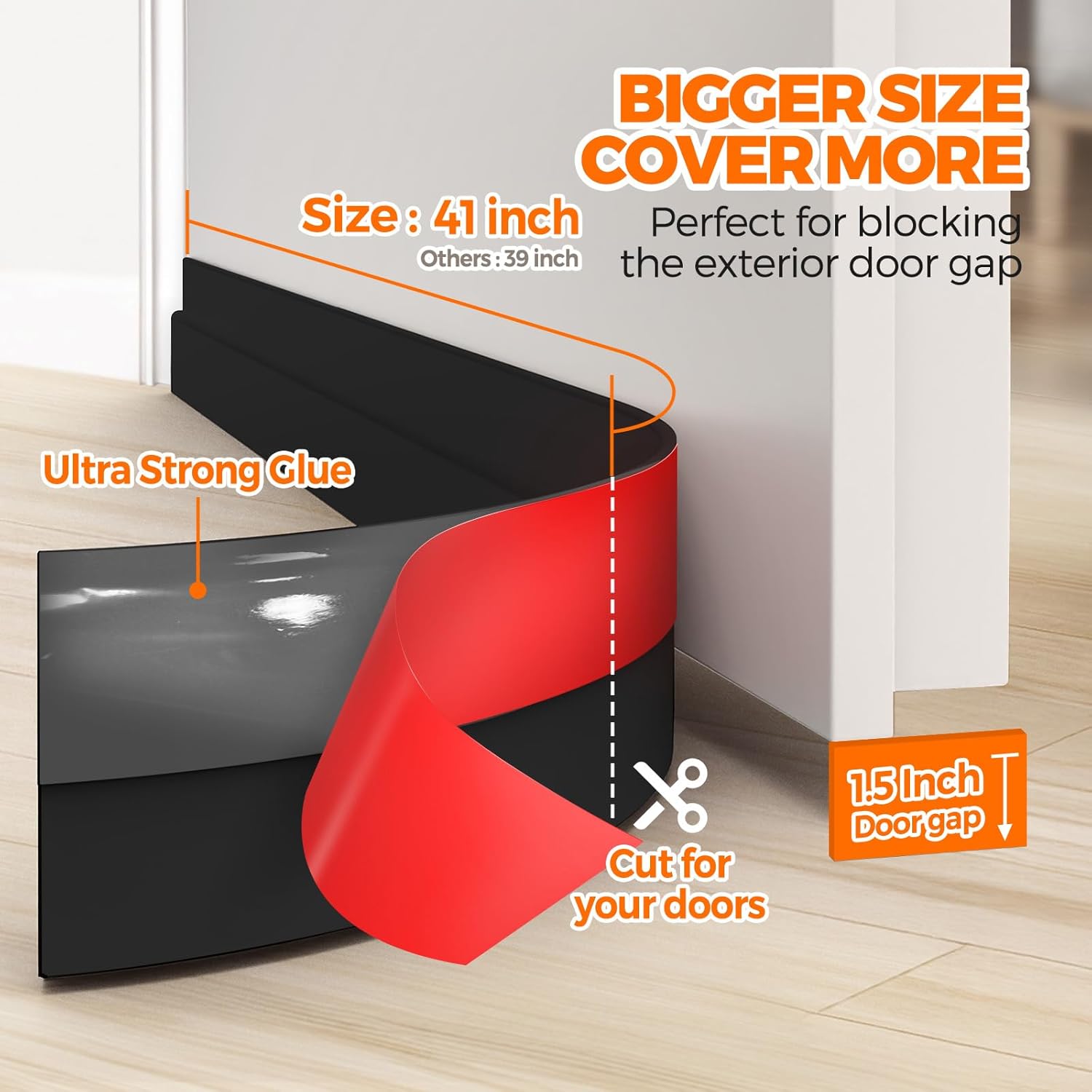 Holikme Door Draft Stopper Under Door Draft Blocker Insulator Doors Sweep Weather Stripping Noise