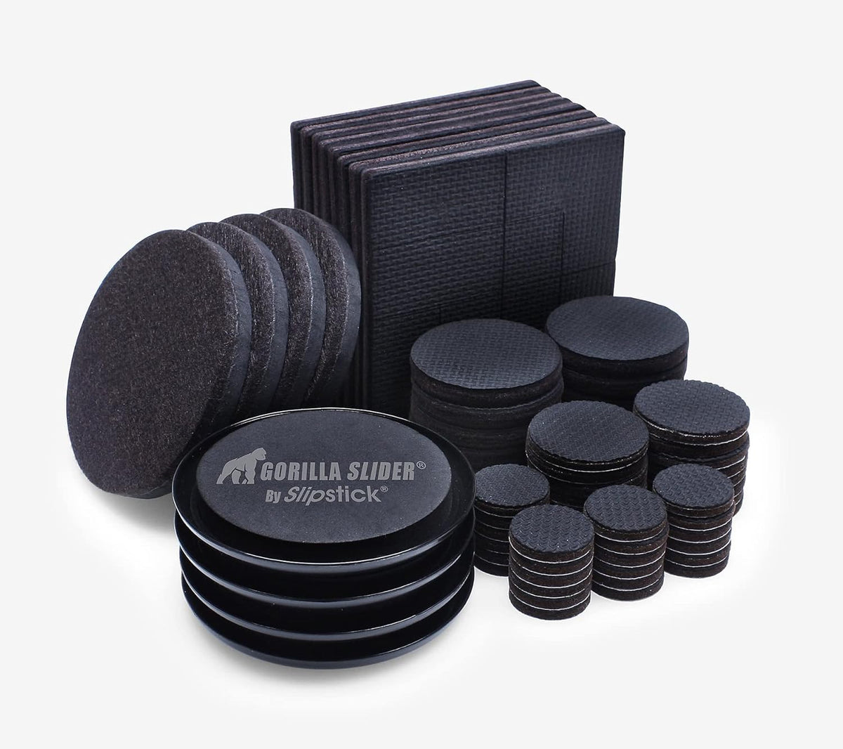 Slipstick GorillaPads Non-Slip Furniture Pads & Furniture Sliders Variety Pack (68 Pieces) Protects