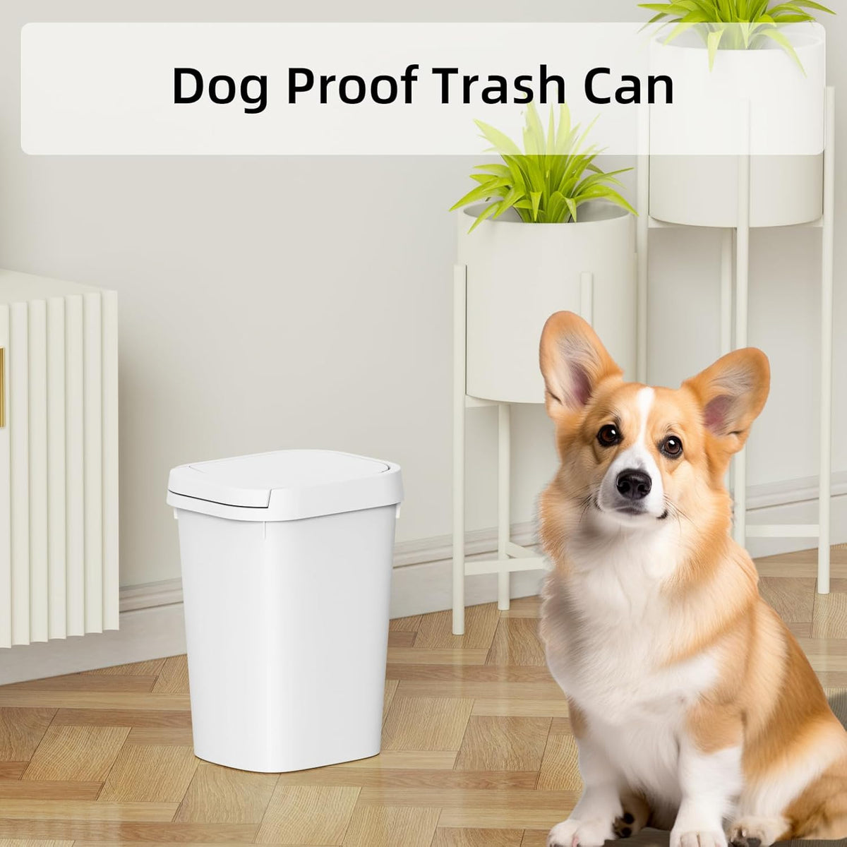 3 Pack Bathroom Small Trash Can with Lid, 2.6 Gallon Slim Garbage Bin with Pop-Up Lid, 10L Plastic