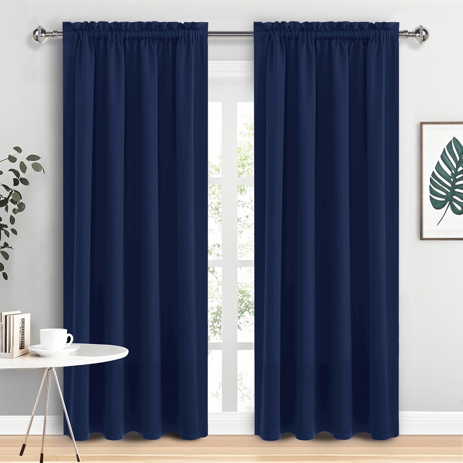 DWCN Navy Blue Blackout Curtains for Living Room 84 Inch Length 2 Panels Set Window Drapes Thermal