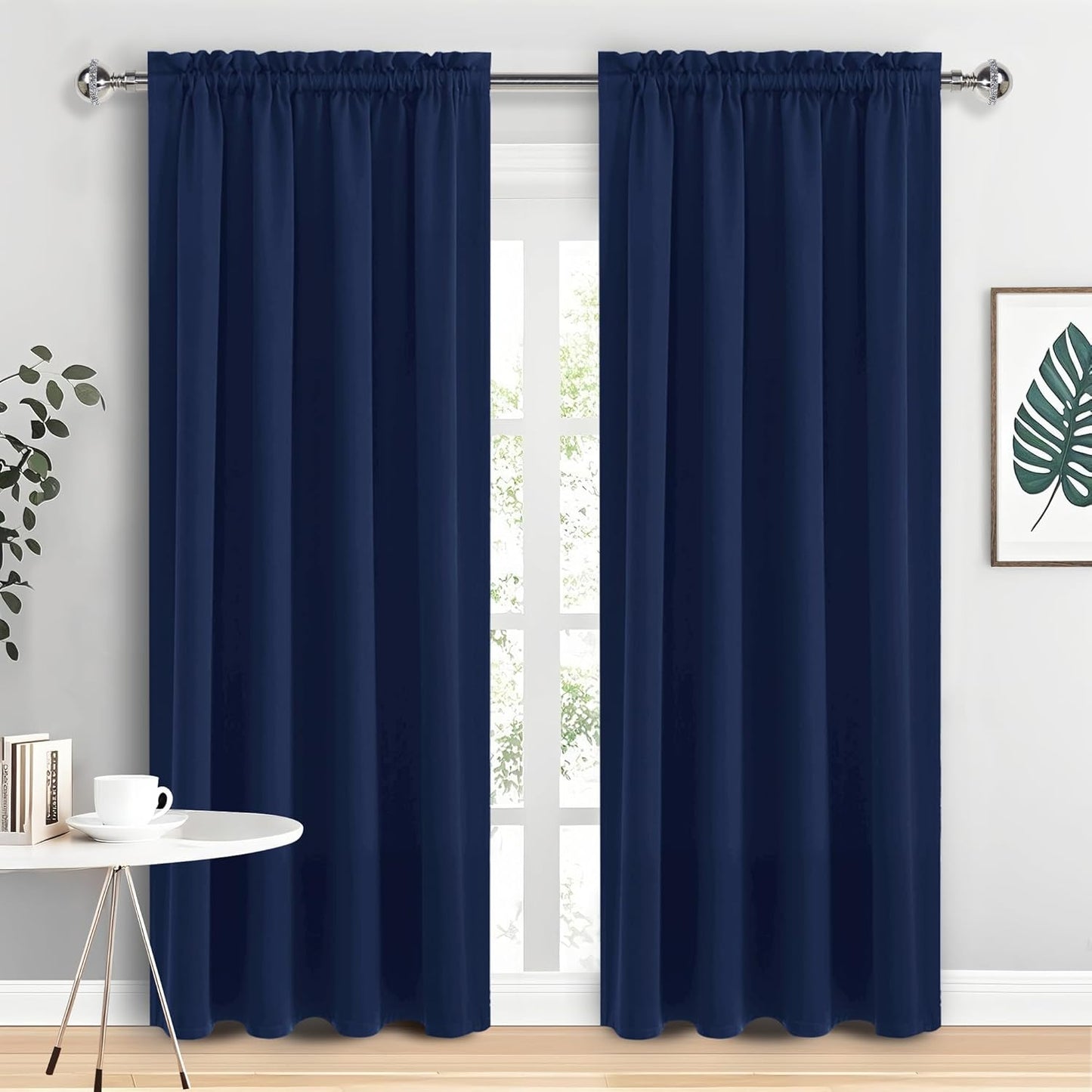 DWCN Navy Blue Blackout Curtains for Living Room 84 Inch Length 2 Panels Set, Window Drapes Thermal