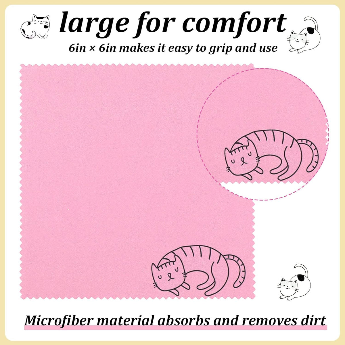 Sinmoe 20 Pcs Microfiber Cleaning Cloth Cute Kitty Cat Design Microfiber Cloth Gift Soft Multicolor