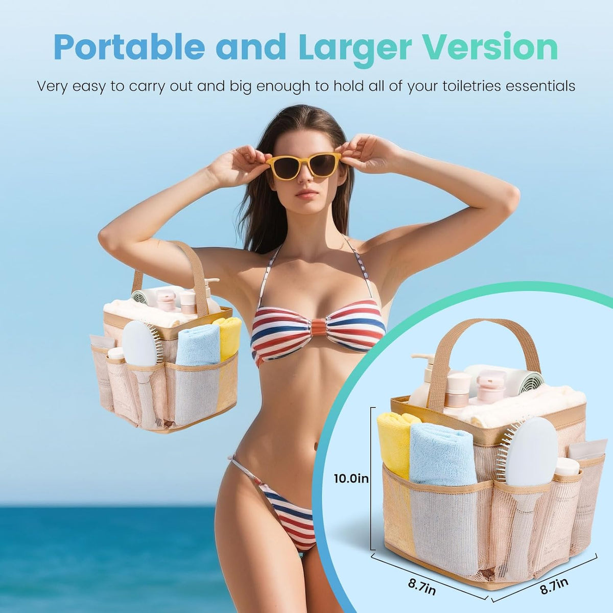 Shower Caddy for College Dorm Room Essentials for Girls with 9 Pockets,Large-Capacity Shower