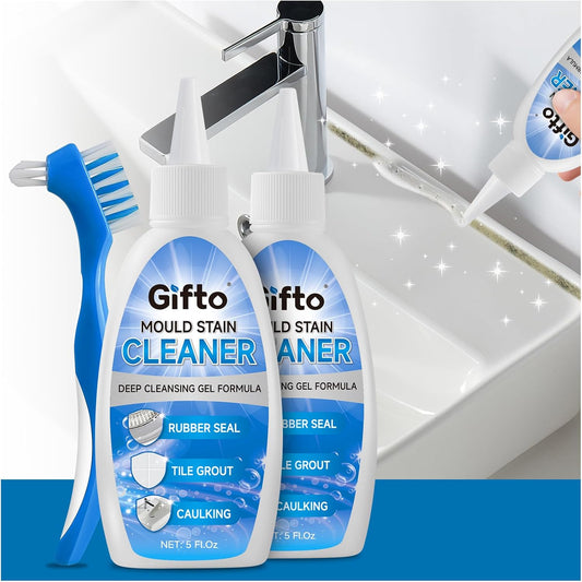 Mold Stain Remover Gel - Tile Grout Cleaner with Brush, Bleach Gel Washing Machine Cleaner Front