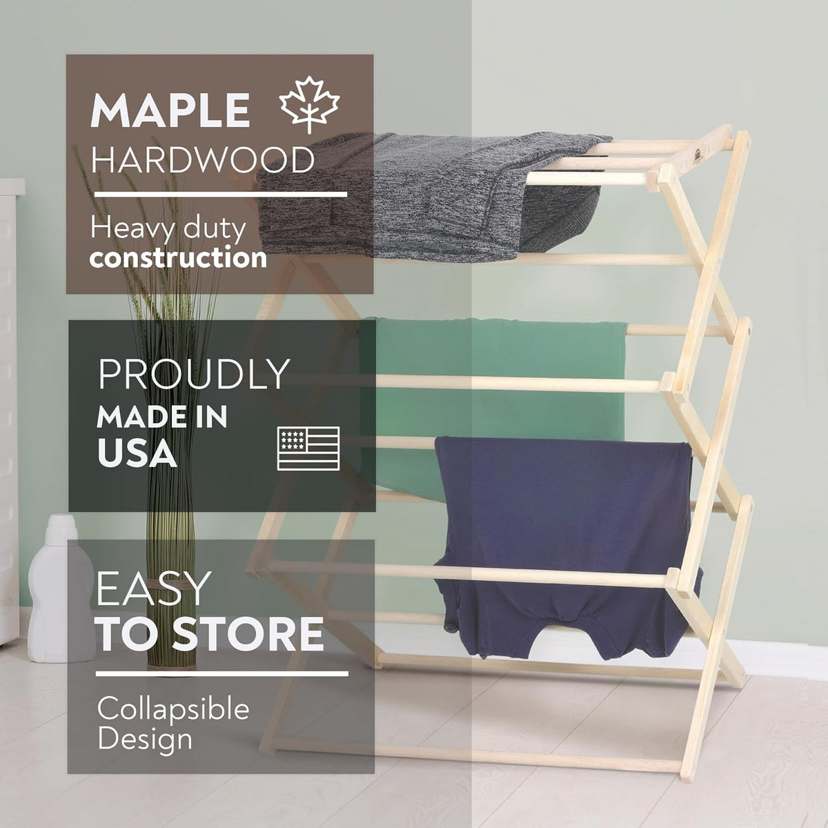 Pennsylvania Woodworks Premium American Maple Clothes Drying Rack - Handcrafted in Pennsylvania