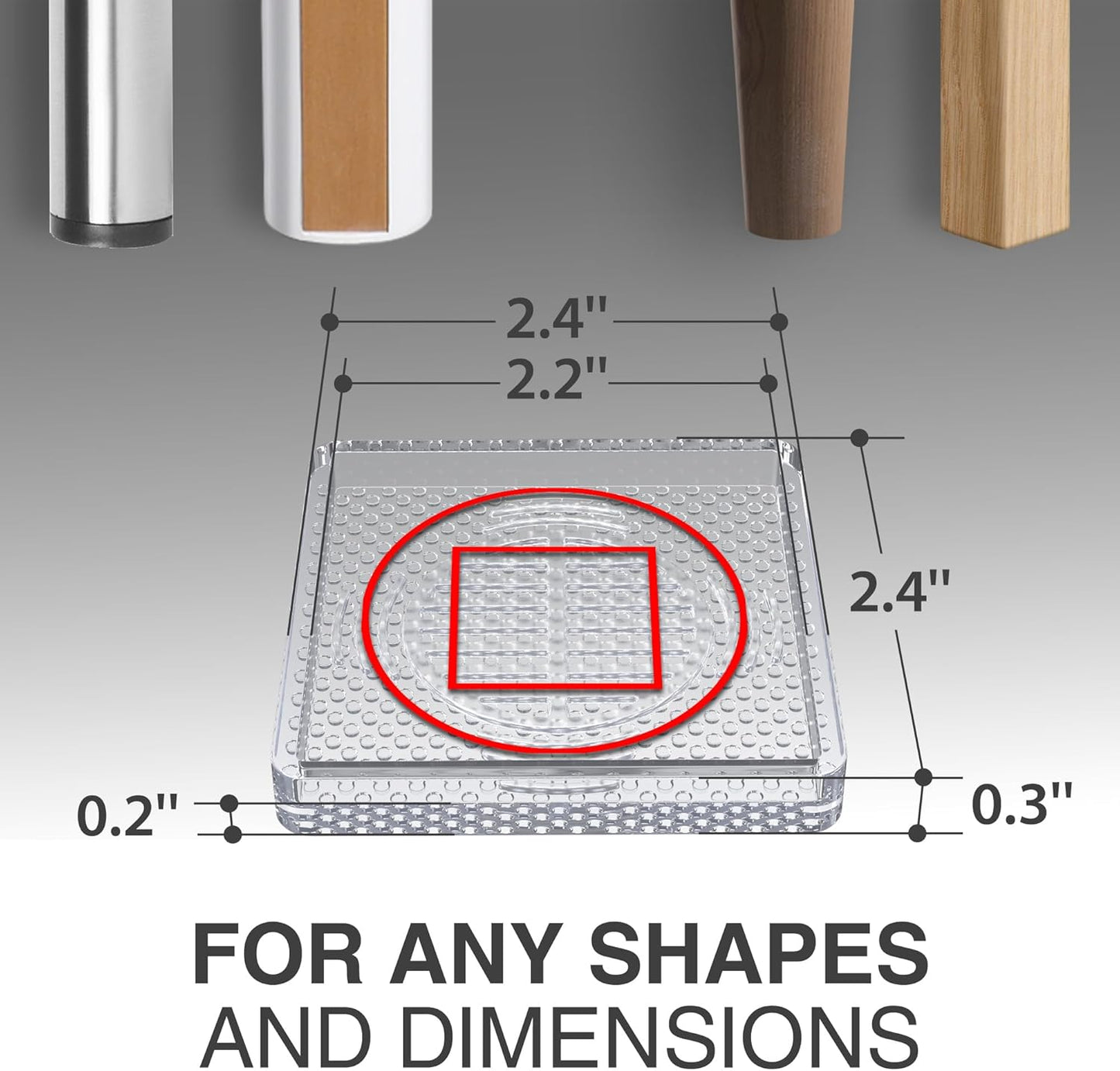 X-Protector Furniture Cups - 4 PCS 2.2" - Non Slip Furniture Pads for Hardwood Floors - Transparent