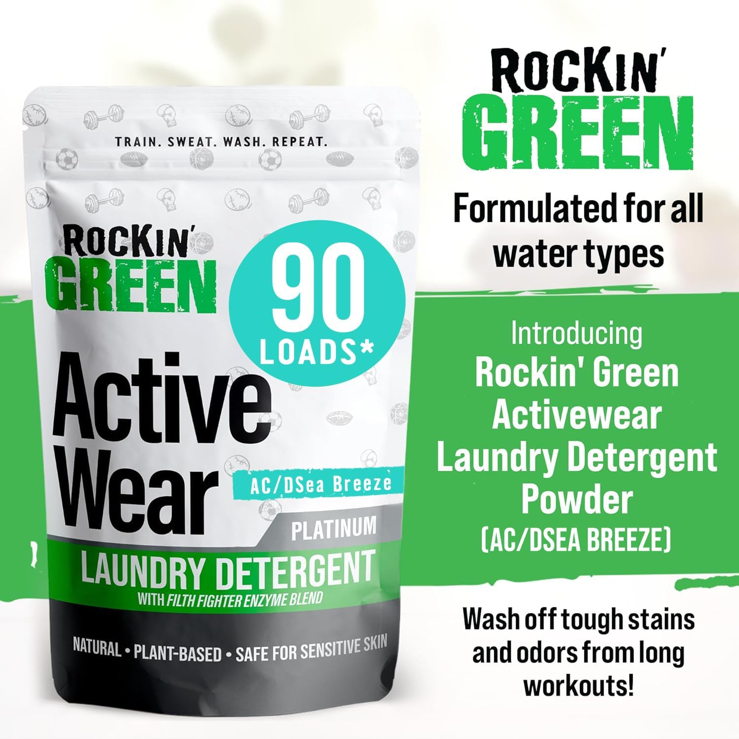 Rockin' Green Laundry Detergent, Plant based, All Natural Laundry Detergent Powder, Vegan and